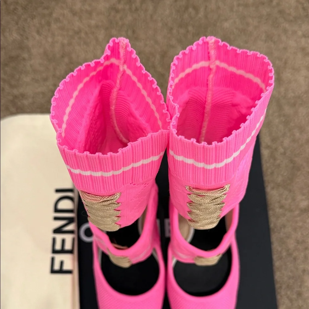Fendi Pink Mesh Sock Heels – Size 37 – Worn Once